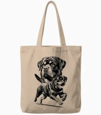 Stolzer Verspielter Rottweiler Hund Im Coolen Stil Tote Bags - Natural