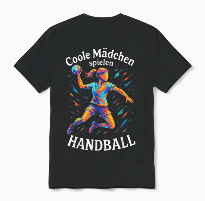 Coole Mädchen Spielen Handball - Handball Unisex T-Shirt in Black