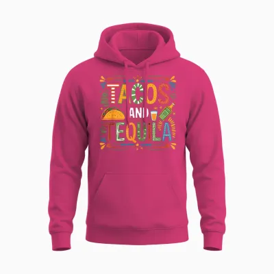 Tacos and Tequila Funny Drinking Taco Mexican Food Lover Unisex Hoodie - Heliconia