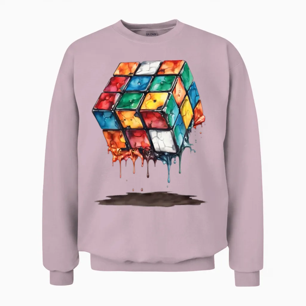 Melting Cube Unisex Sweatshirt in Light Pink