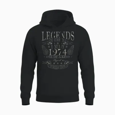 January 1974 Vintage Birthday Present Unisex Hoodie - Black