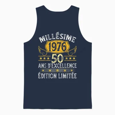 Vintage 1976 50 Years Birthday Man Woman Vintage 1976 Unisex Tank Top - Navy