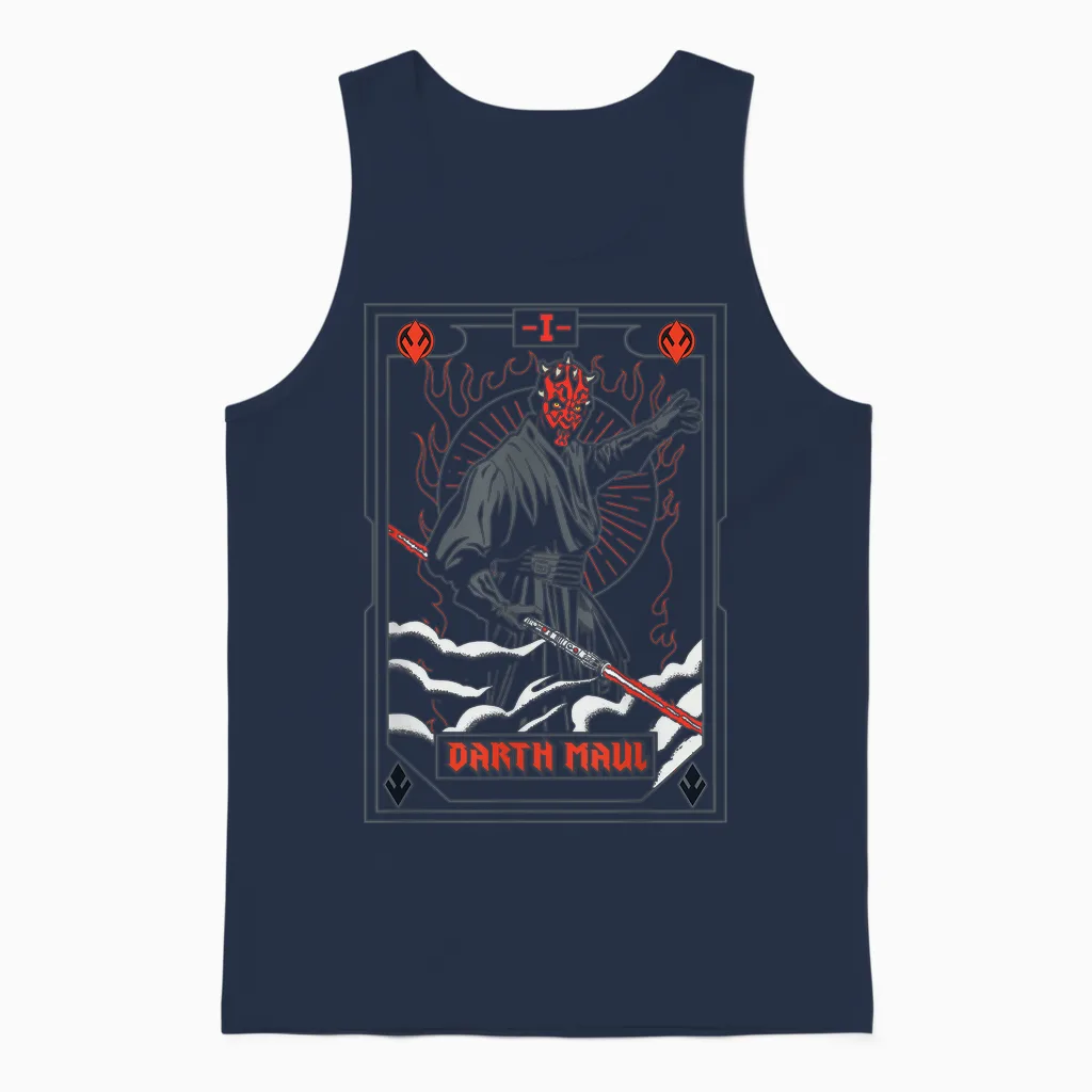Star Wars the Phantom Menace Darth Maul Tarot Card Unisex Tank Top in Navy