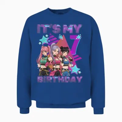 7 Years Birthday K-Pop Kids 7th Birthday Girl K-Pop Unisex Sweatshirt - Royal