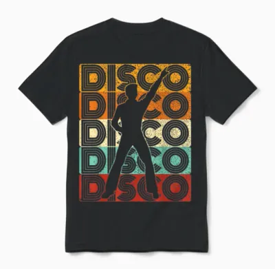 Disco Outfit Men's 70s Costume & 80s Dance Party Disco T-Shirt, Black, S Unisex T-Shirt - Black