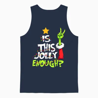 Is This Jolly Enough Funny Christmas Light Men Women Unisex Tank Top - Navy