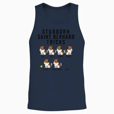 Stubborn Saint Bernard Tricks Unisex Tank Top - Navy