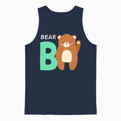 Bear Alphabet Funny Unisex Tank Top - Navy