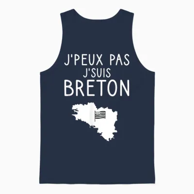 Humour J'peux Pas J'suis Breton Breizh Bretagne France Unisex Tank Top - Navy