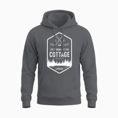 Canada Coming to the Cottage Hockey Romance Unisex Hoodie - Charcoal