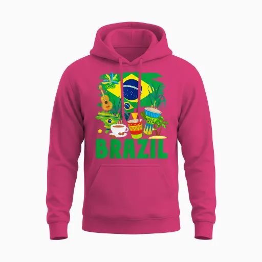 Brazil Flag - Outfit Idea for Children - Flag of Brazil and Brazil T-Shirt, Yellow, S Unisex Hoodie in Heliconia