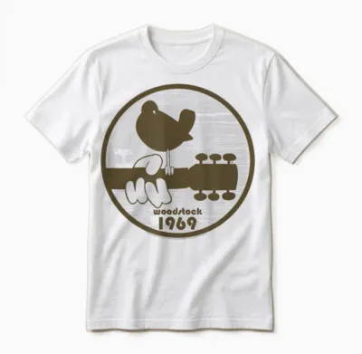 Woodstock - Bird Logo 1969 T-Shirt, White Unisex T-Shirt - White