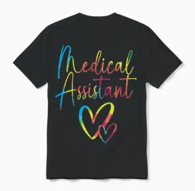 Retro Rainbow Clinical Medical Assistant Unisex T-Shirt - Black