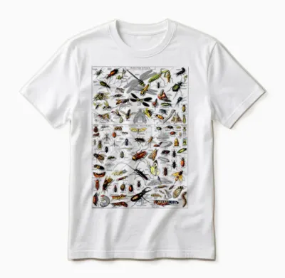 Insects Collection Species Bugs Vintage Chart Entomologie Unisex T-Shirt - White