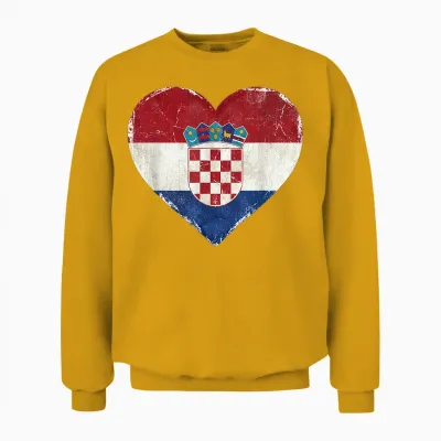 Kroatien Tshirt Balkan Herren Kroate Zagreb Hrvatska Unisex Sweatshirt - Gold