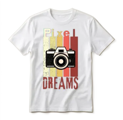 Pixel Dreams Retro Camera Design Unisex T-Shirt - White
