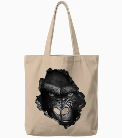 @n!mal Gorilla Gesicht Wand Tier Druck Kunst Tierliebhaber Gorilla T-Shirt Damen & Herren Schwarz Klein Eu 38-40 Tote Bags - Natural
