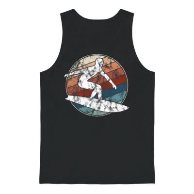 Surfer Retro Style Unisex Tank Top - Black