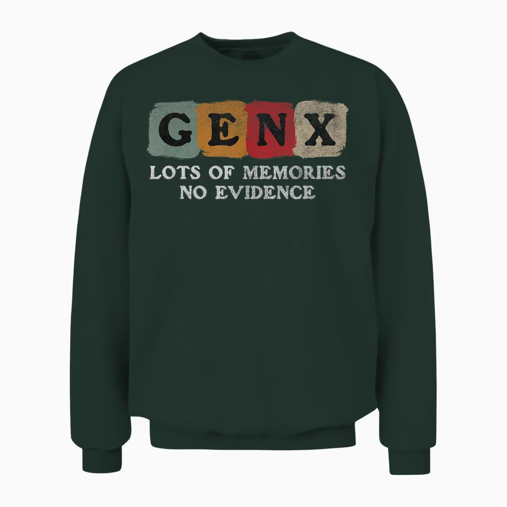 Vintage Generation X - Gen X Lots of Memories No Evidence Unisex Sweatshirt in Forest