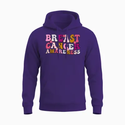 Groovy Breast Cancer Awareness Vintage Unisex Hoodie - Purple