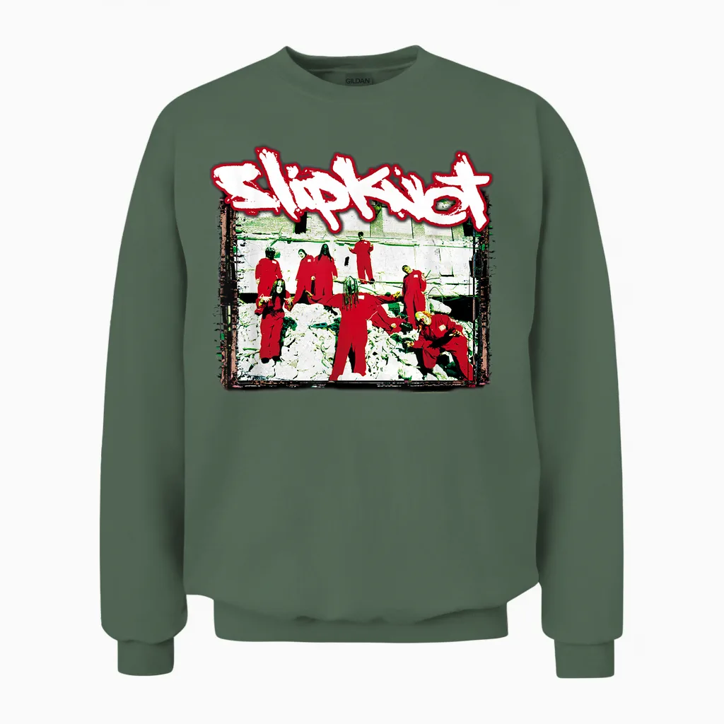 Offiziell Slipknot Rote Jumpsuits Retro Nu Metal Band Unisex Sweatshirt in Military Green