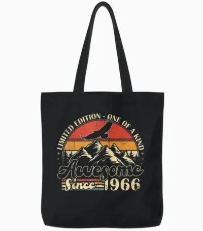 Vintage 1966 Retro 60th Birthday Gift Man Woman Tote Bags - Black