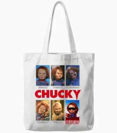 Chucky Days of the Week Moods Tote Bags - White