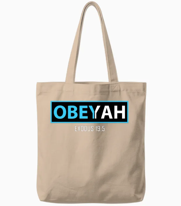 Obey Yah, Hebrew Roots Movement Yahweh Gift Tote Bags in Natural