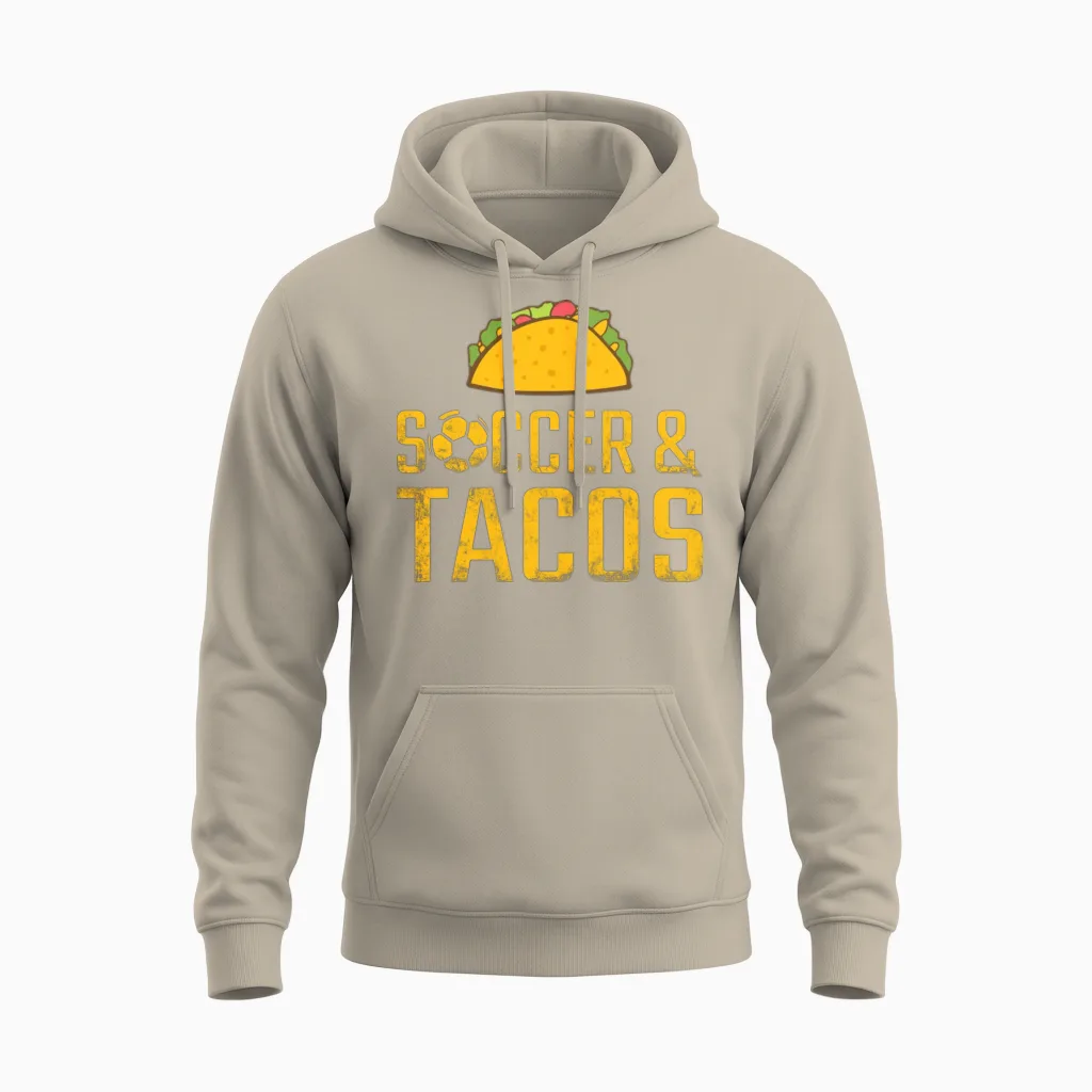 Soccer and Tacos Unisex Hoodie in Sand