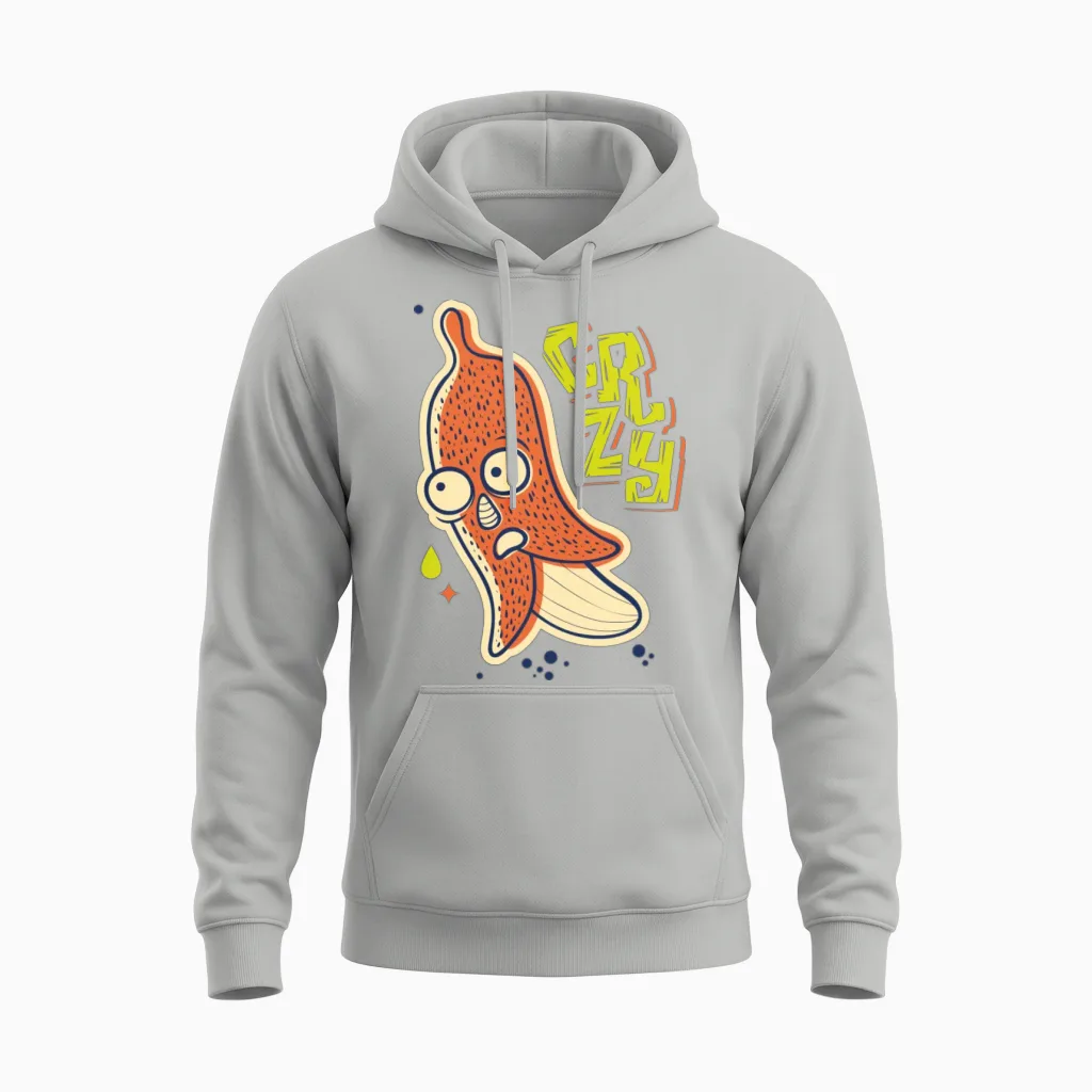 Funny Crazy Bananas Unisex Hoodie in Ash