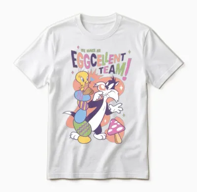 Looney Tunes Tweety and Sylvester Eggcellent Team Unisex T-Shirt - White