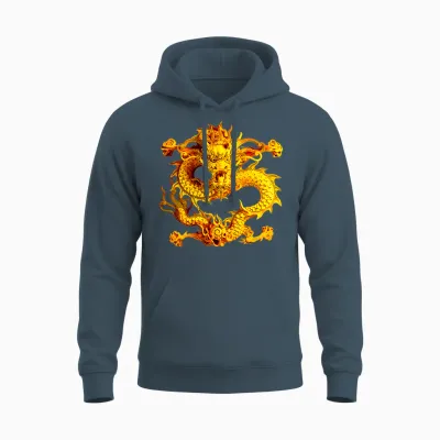 Silhouette Intrépide Du Dragon Chinois Doré T-Shirt Haut De Gamme Unisex Hoodie - Dark Heather