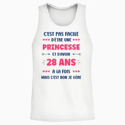 Funny Girl 28 Years Funny Princess Birthday 28 Years T-Shirt, White, Female X-Small Unisex Tank Top - White