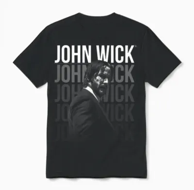 John Wick Repeating Logo T-Shirt, Black Unisex T-Shirt - Black