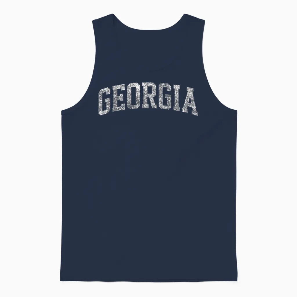 Georgia Ga Vintage Athletic Sports Design Red Text Unisex Tank Top in Navy