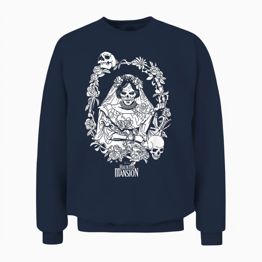 Haunted Mansion Bride Halloween Unisex Sweatshirt in Navy