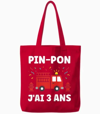 Enfant Humour Enfant Camion Pompier 3 Ans Garçon Anniversaire 3 Ans Tote Bags - Red