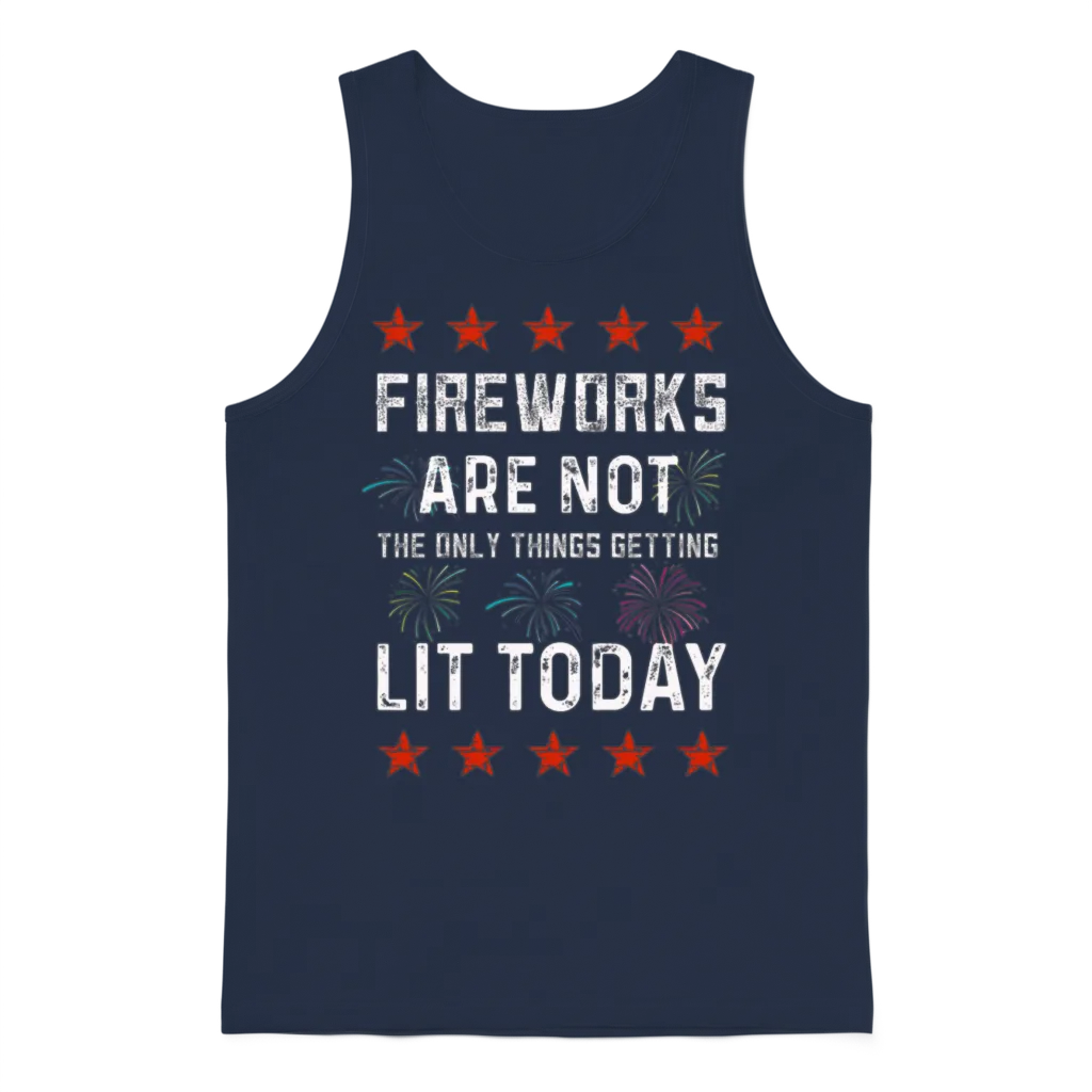 4th of July Fireworks โ Patriotic & Gift Unisex Tank Top - Navy