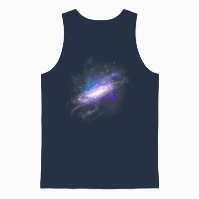 Galaxy Space Planets Universe Stars Moon Astronomer T-Shirt, Black Unisex Tank Top - Navy