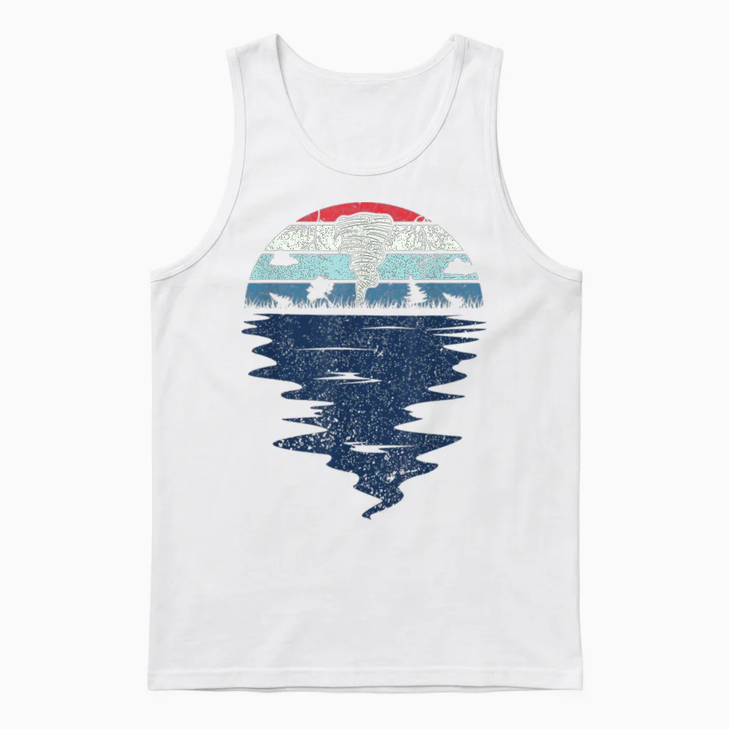 Retro Tornado Hunter Storm Chase Tornadoes T-Shirt, Black, S Unisex Tank Top in White