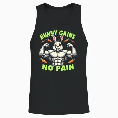 Fitness Bunny Gym Workout Rabbit Bodybuilding Unisex Tank Top - Black