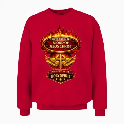 Protected by the Blood of Jesus & Holy Spirit Unisex Sweatshirt - Red