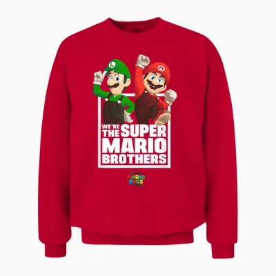 The Super Mario Bros. Movie the Super Mario Bros. Portrait T-Shirt, Blue Unisex Sweatshirt - Red