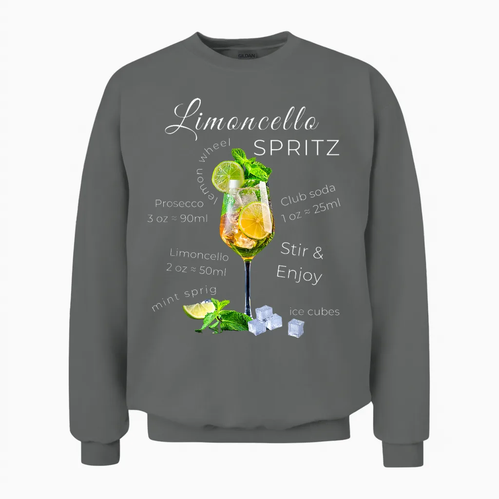 Spritz Limoncello Recipe Summer Cocktail T-Shirt, Black, S Unisex Sweatshirt in Graphite Heather