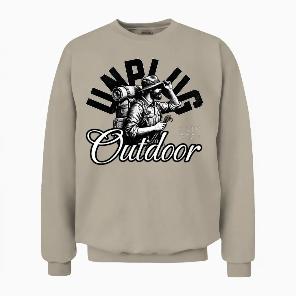Unplug Outdoor Hiking Hike for a Hiker Unisex Sweatshirt in Sand