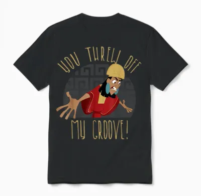 Disney Emperor's New Groove Kuzco Thrown off Graphic Unisex T-Shirt - Black