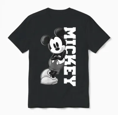 Disney Mickey and Friends Mickey Mouse Lean T-Shirt Small Unisex T-Shirt - Black
