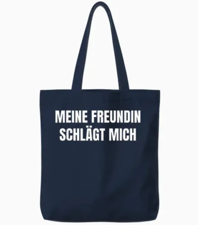 My Girlfriend Beats Me Funny Tote Bags - Navy