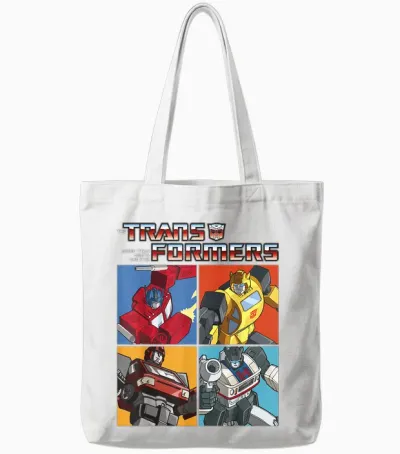 Transformers Retro Autobots Box Up Logo Tote Bags - White