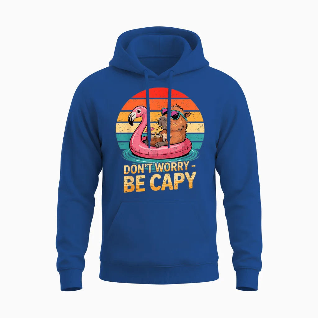 Dont Worry Be Capy Sleep Shirt Costume Pyjamas Capybara Unisex Hoodie in Royal